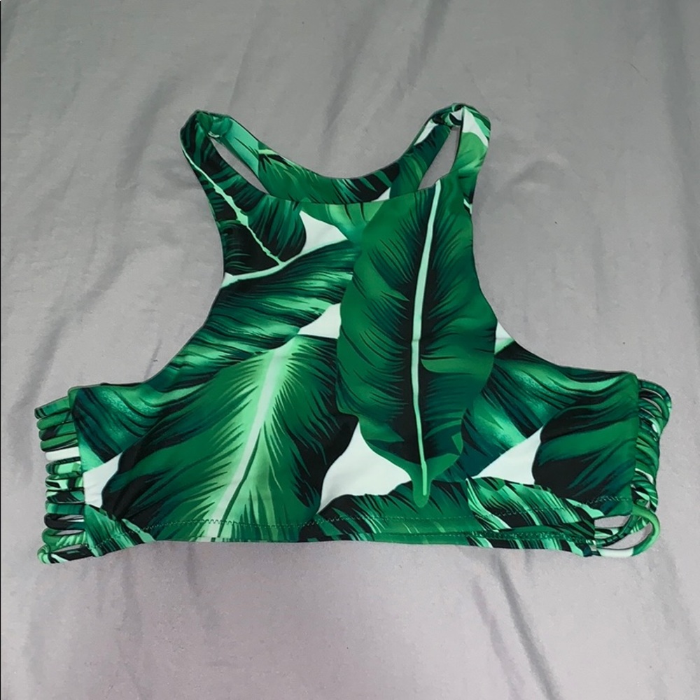 PALM TREE HALTER BATHING SUIT TOP